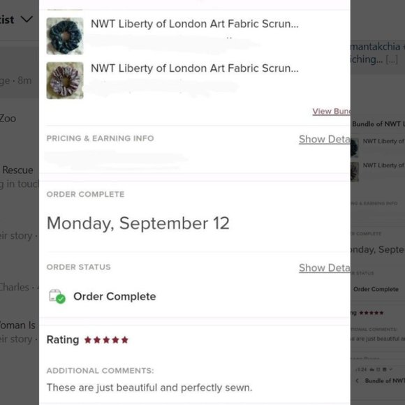 Liberty of London Art Fabric Scrunchie Ava Micro Floral Pink Tan - Picture 9 of 9